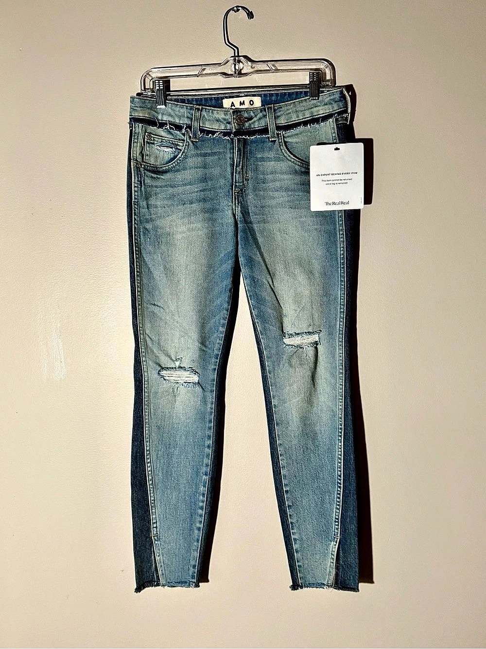 AMO Twist Two Tone Cropped Jeans Skinny Jeans Blue